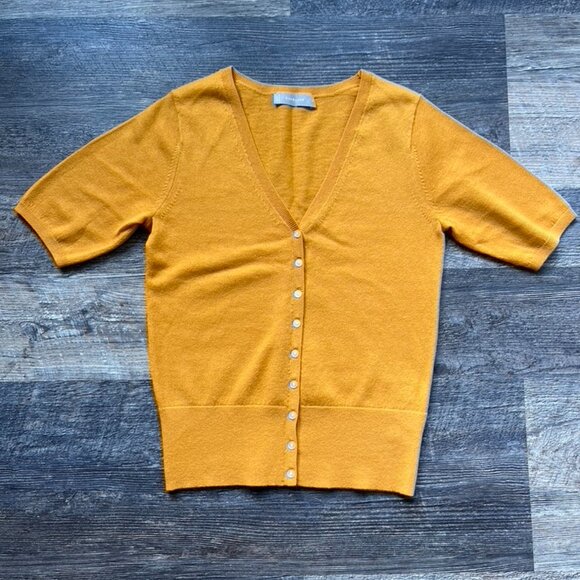 NWOT Everlane The Cotton-Merino Short-Sleeve Cardigan in Marigold S - Picture 2 of 6